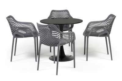 "Беллини" обеденная группа на 4 персоны, цвет темно-серый