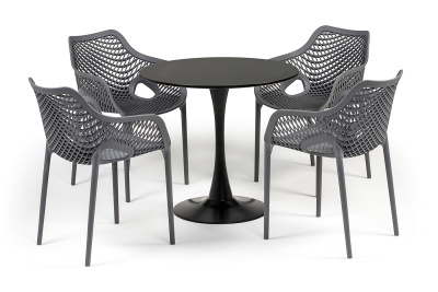 "Беллини" обеденная группа на 4 персоны, цвет темно-серый